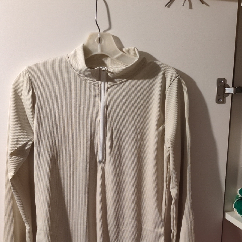 Cream Half-Zip Bodysuit